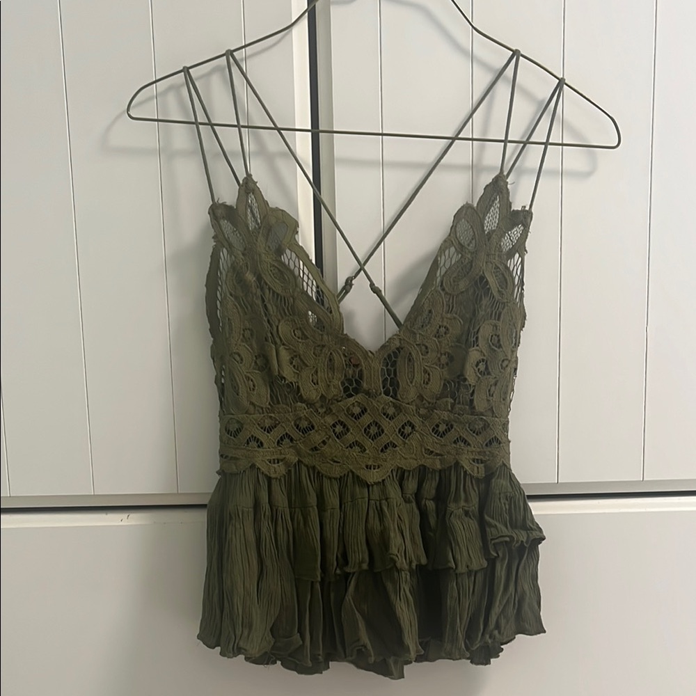 Free People Green Adella Cami